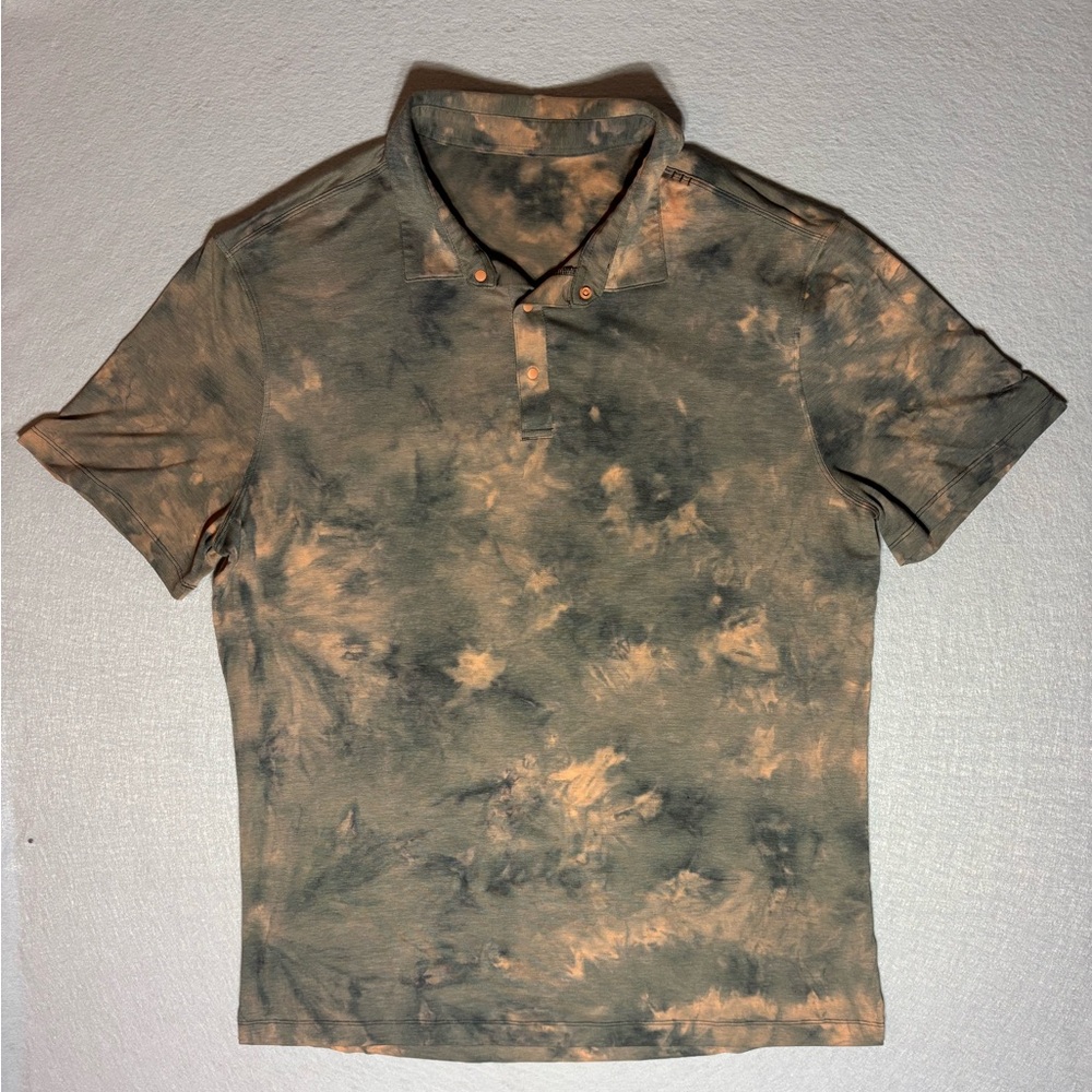 LULULEMON Evolution Short Sleeve Tie Dyed Polo-Diamond Dye Sedona Sunset Grey L